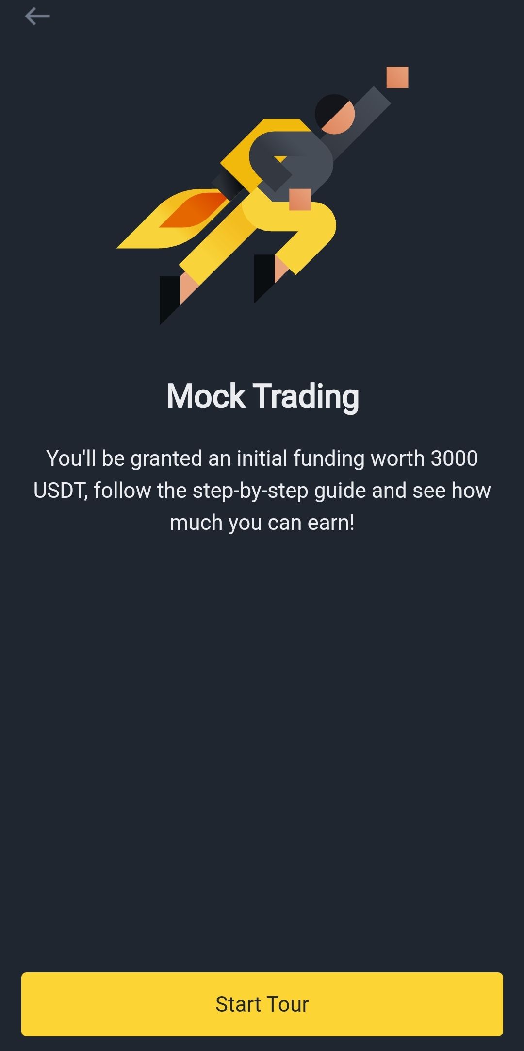a screenshot of Binance mock trading welcome page