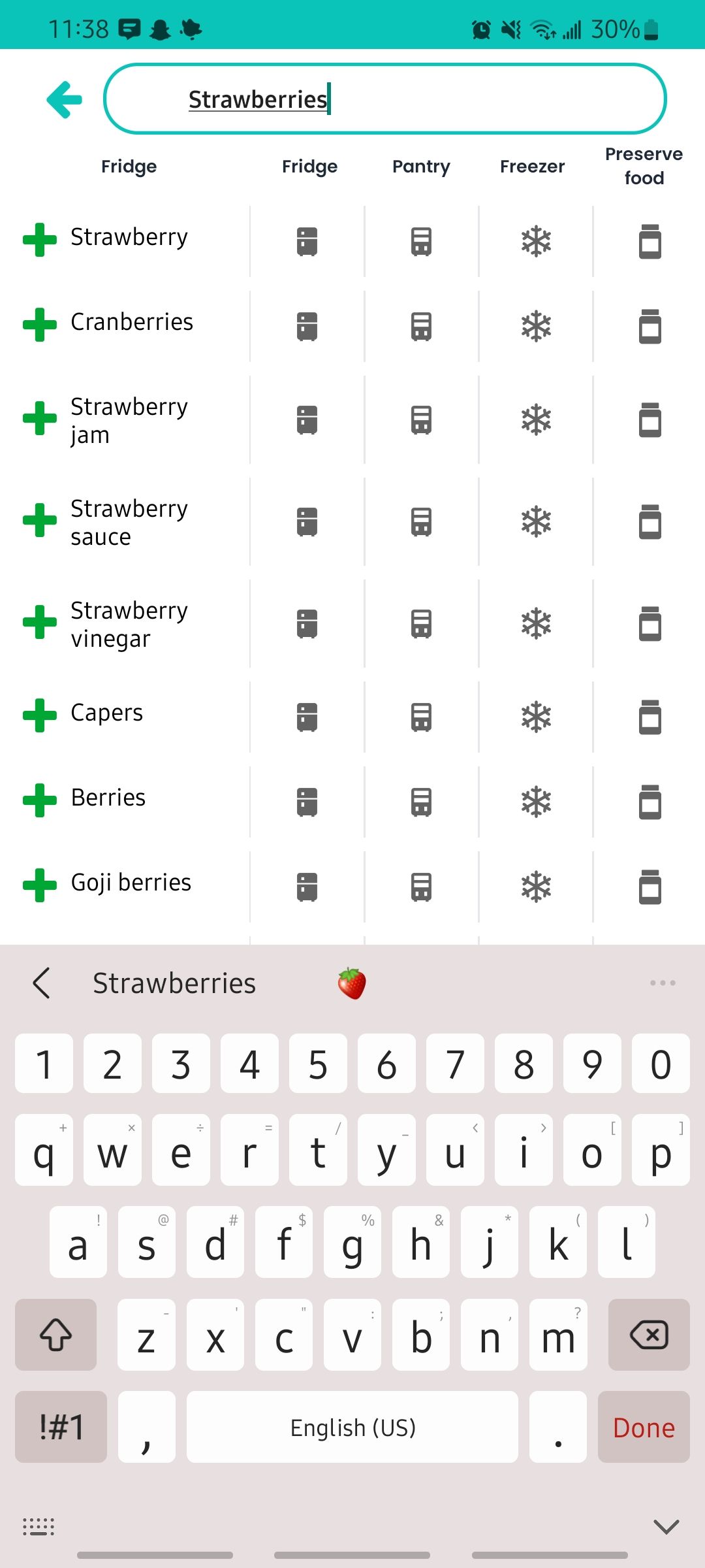 adding strawberries to the emptymyfridge app