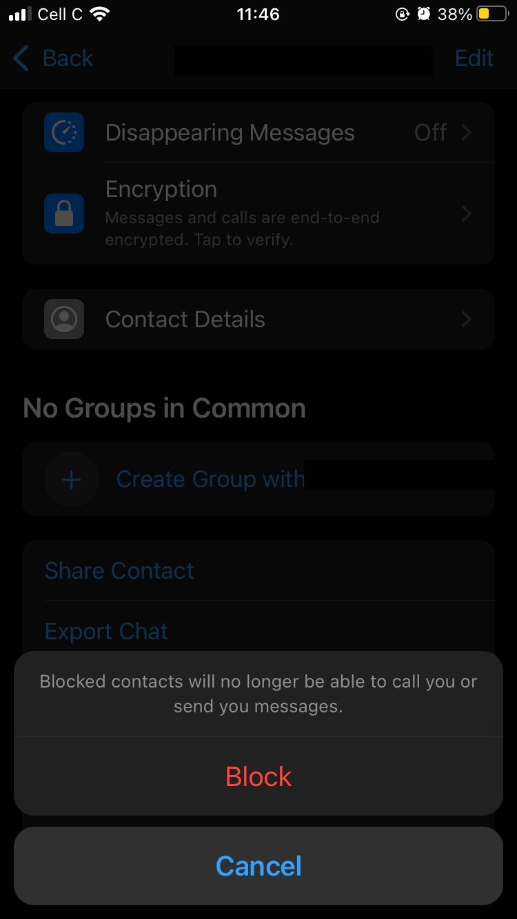 how to block a contact in whatsapp