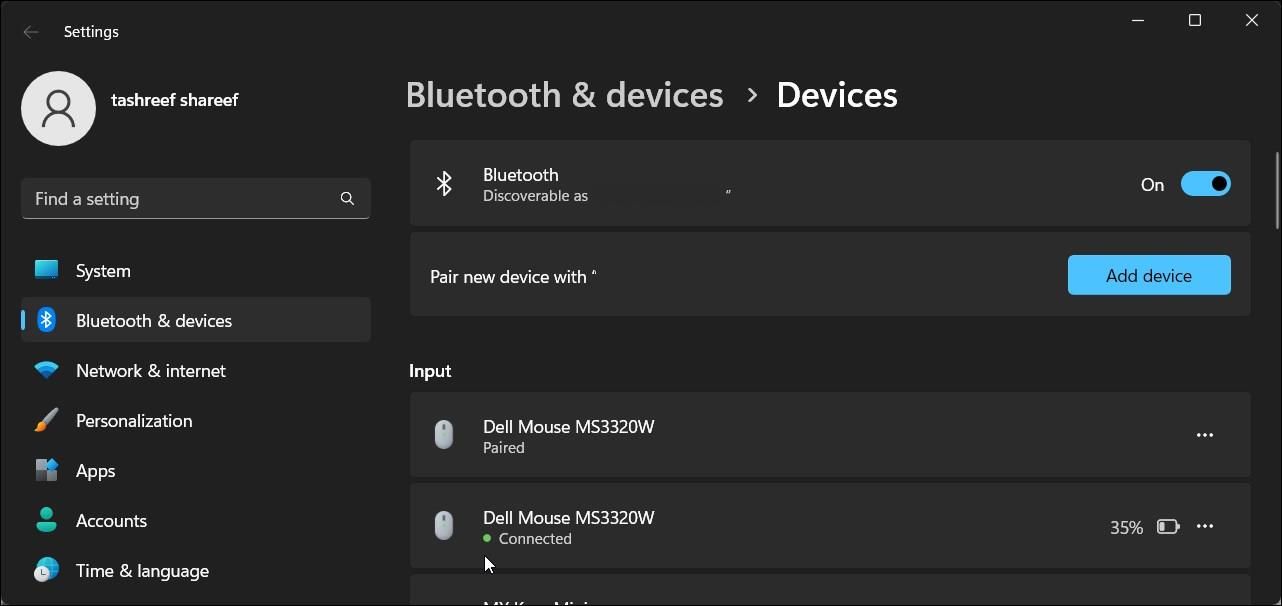 bluetooth and devices add device
