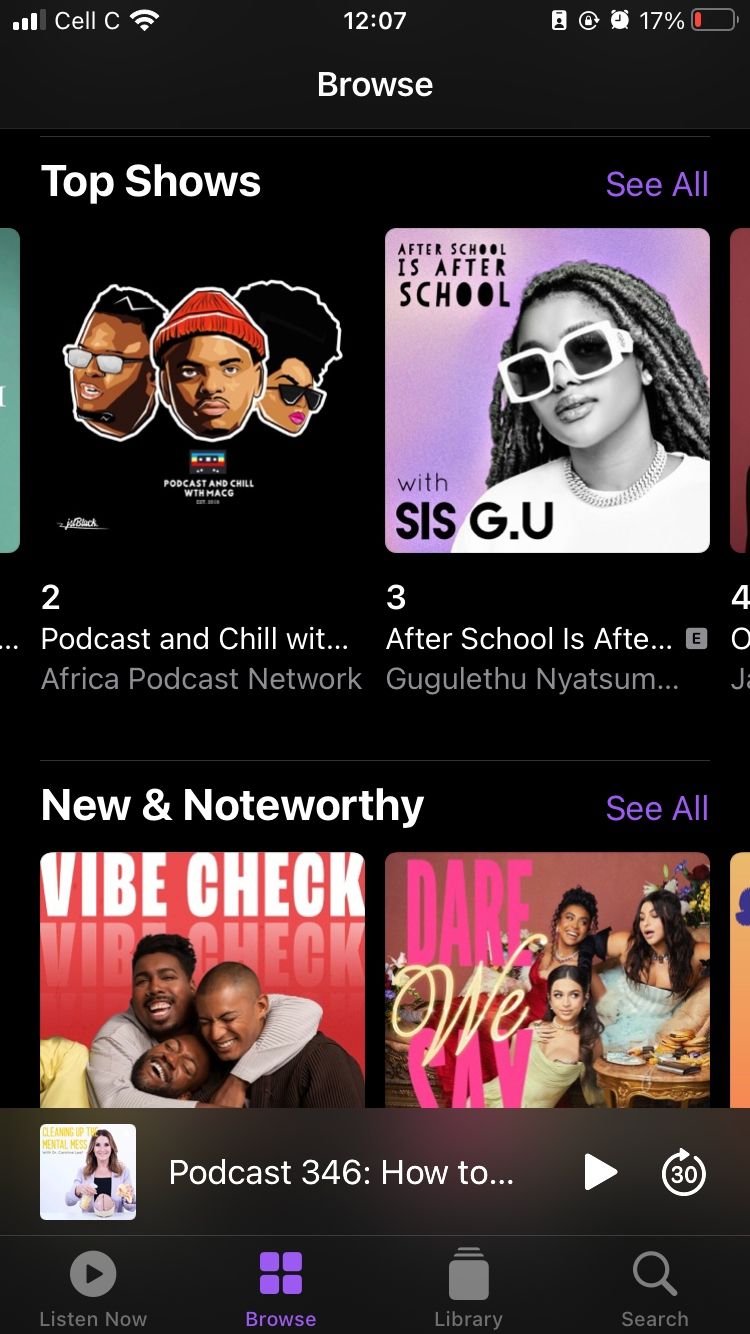 browse tab on apple podcasts on iphone