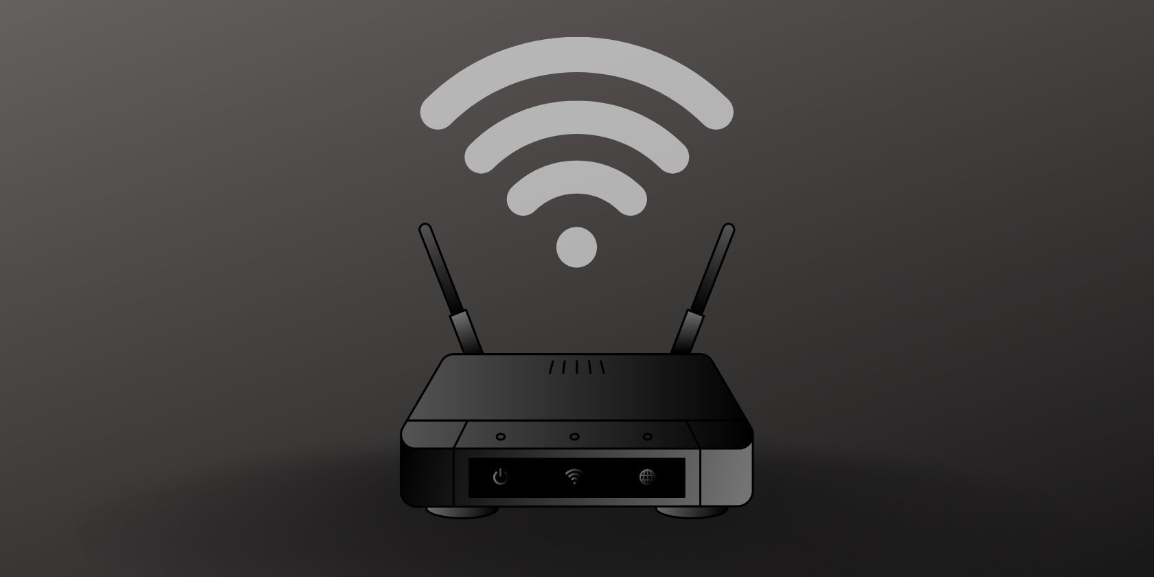 Routeur et symbole Wi-Fi vus sur fond noir 