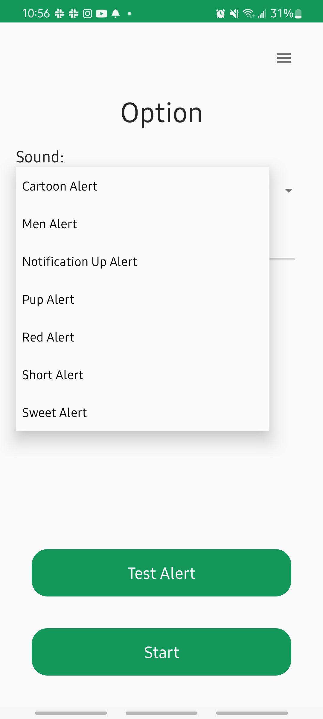 choosing a sound alert in the drowsy driving app