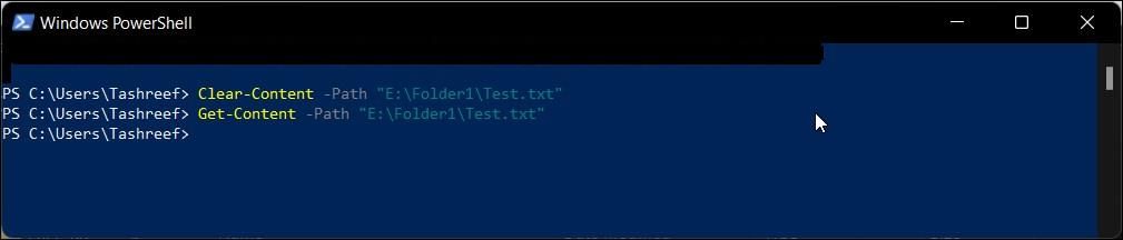 clear content powershell command