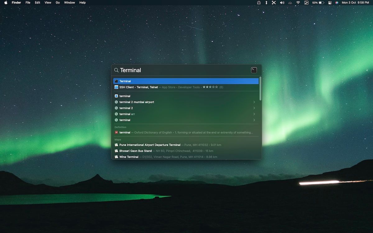 Opening terminal on a Mac