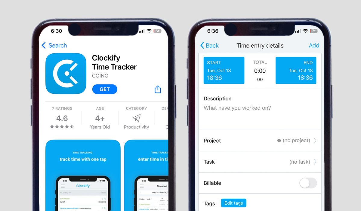 Clockify Time Tracker on iPhone