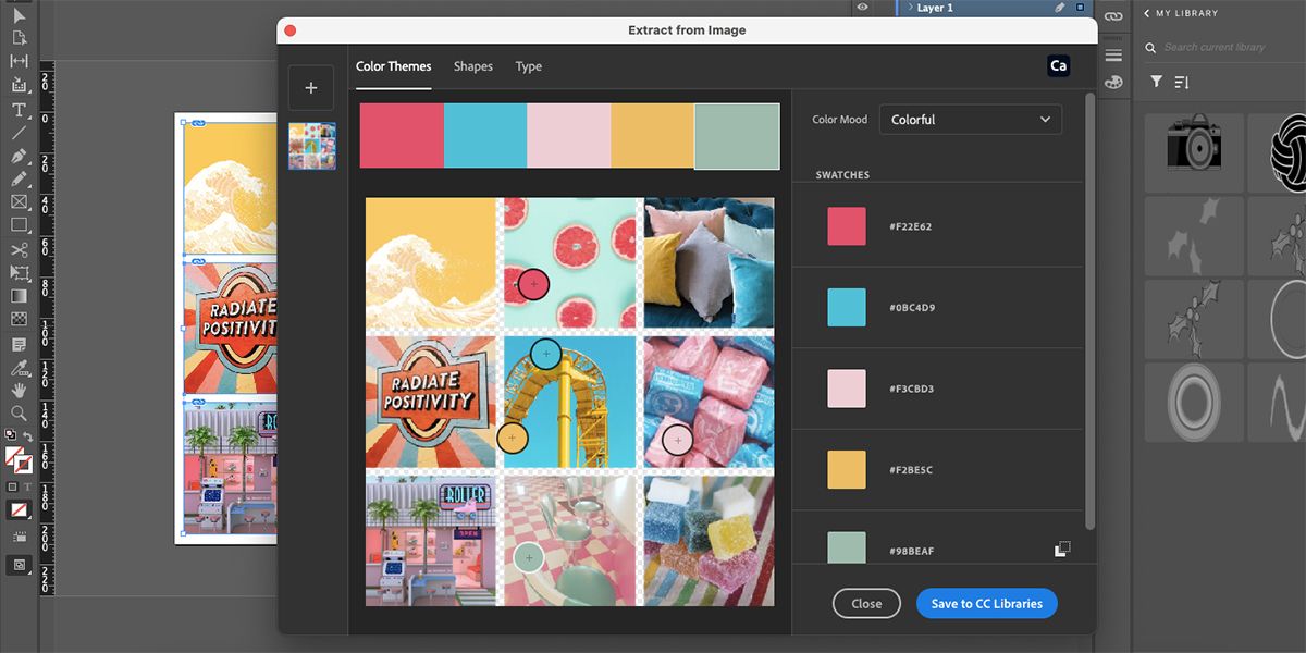 استخراج InDesign از پالت رنگ تصویر.