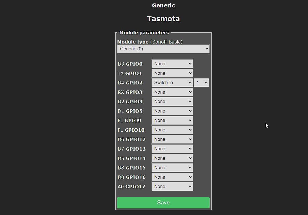 پیکربندی سنسور حرکت در tasmota web UI