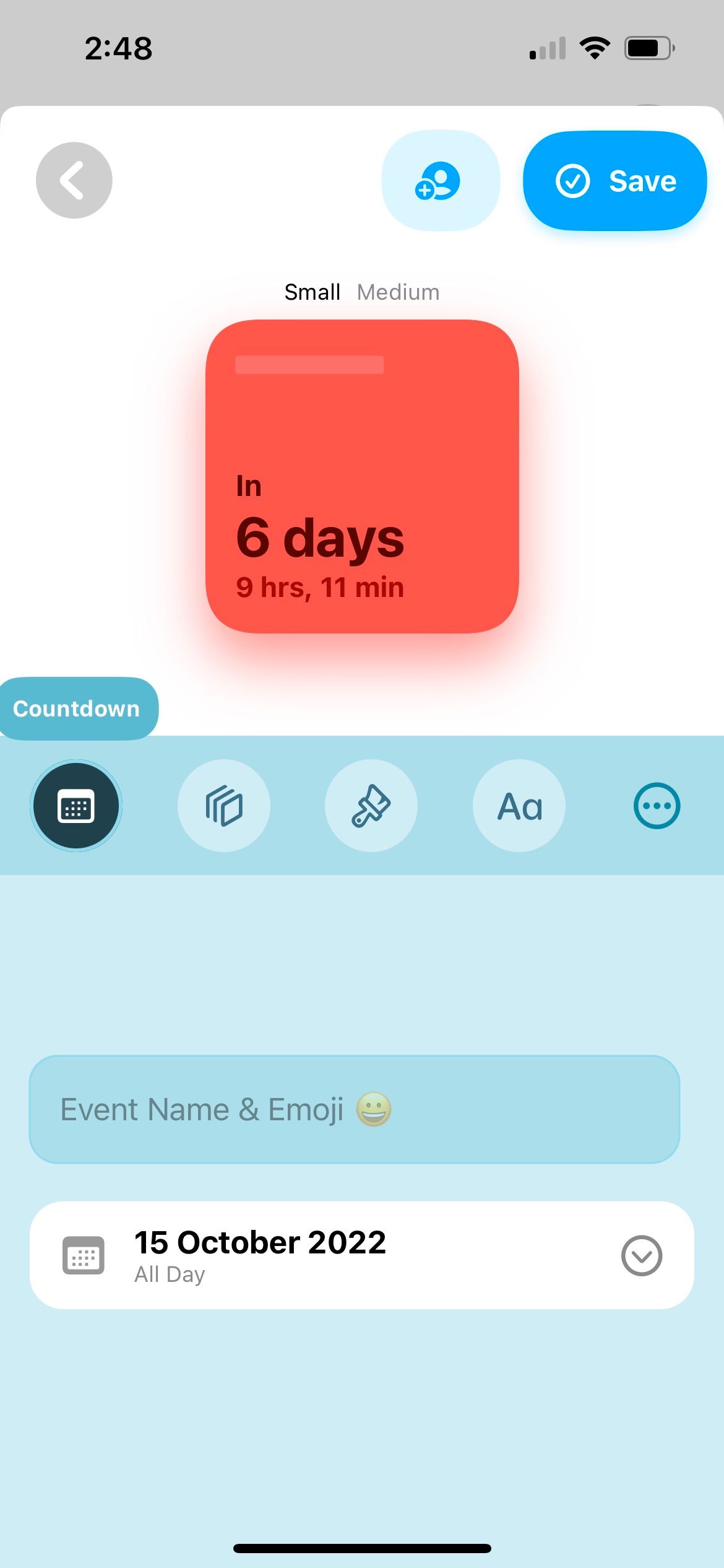 set event name in countdown widget maker 