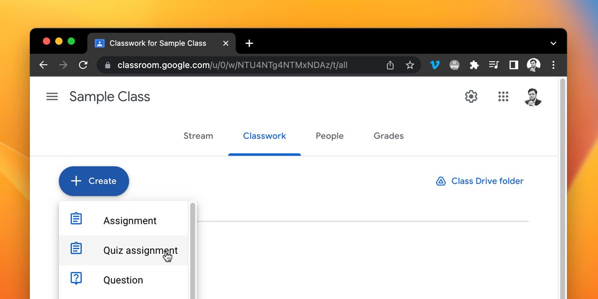 how to create quiz assignment in google classroom