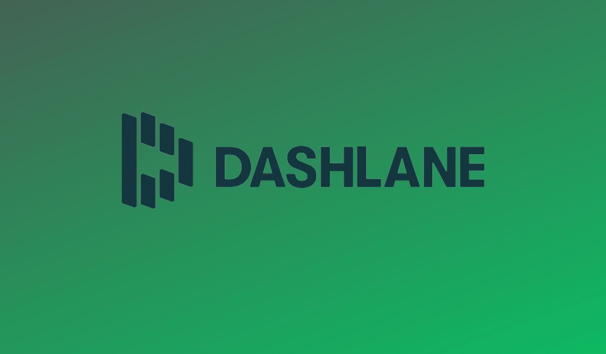 Dashlane logo seen on dark green background