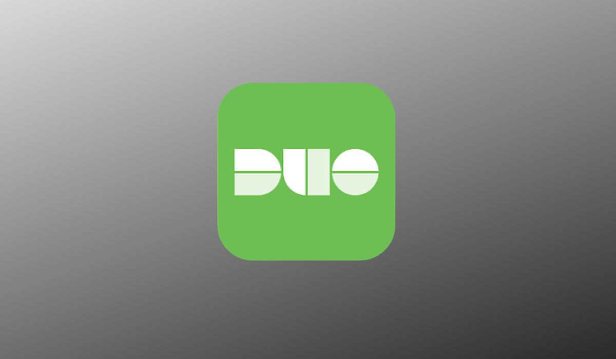 Duo mobile logo seen on grey background