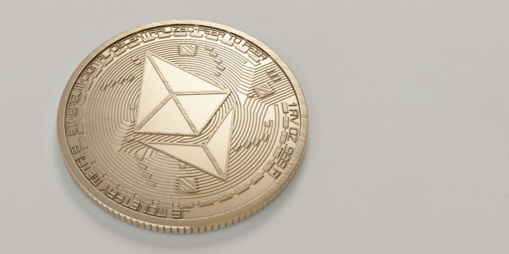 close up of ethereum gold coin