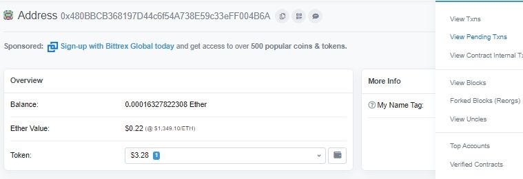 a screenshot of etherscan wallet's current amount