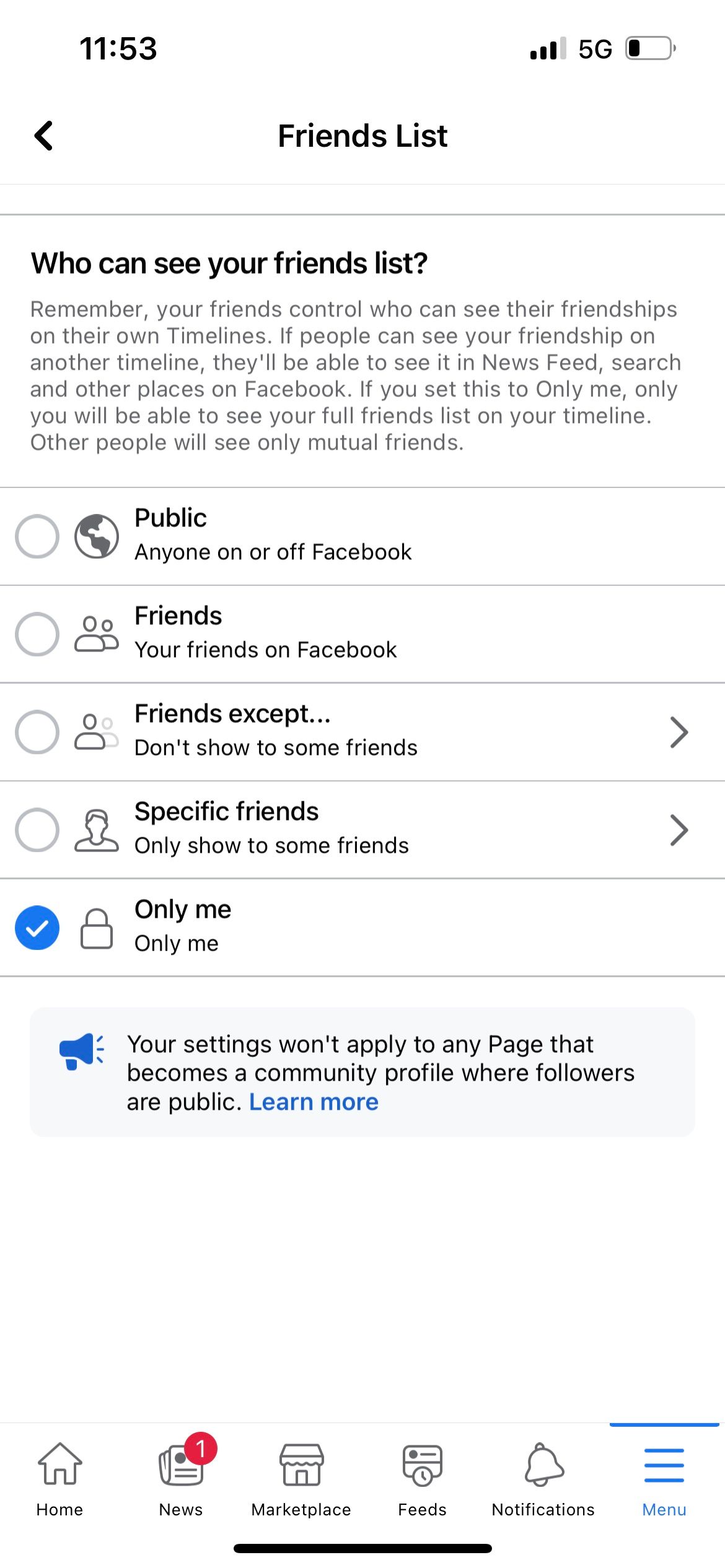 facebook who can view your friends list menu
