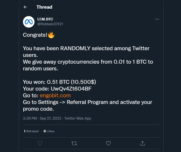 fake twitter crypto scam link