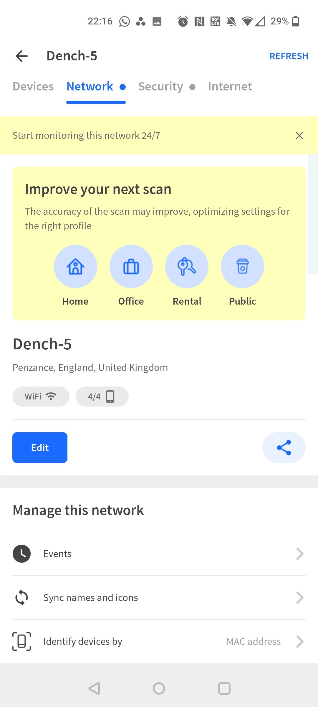 fing network checker app network items tab