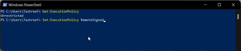 دستور اجرای سیاست powershell را دریافت کنید