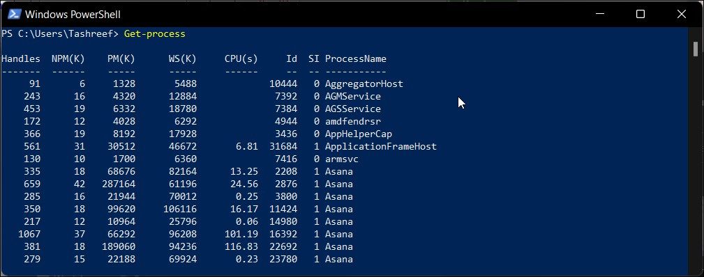 get process powershell command 1