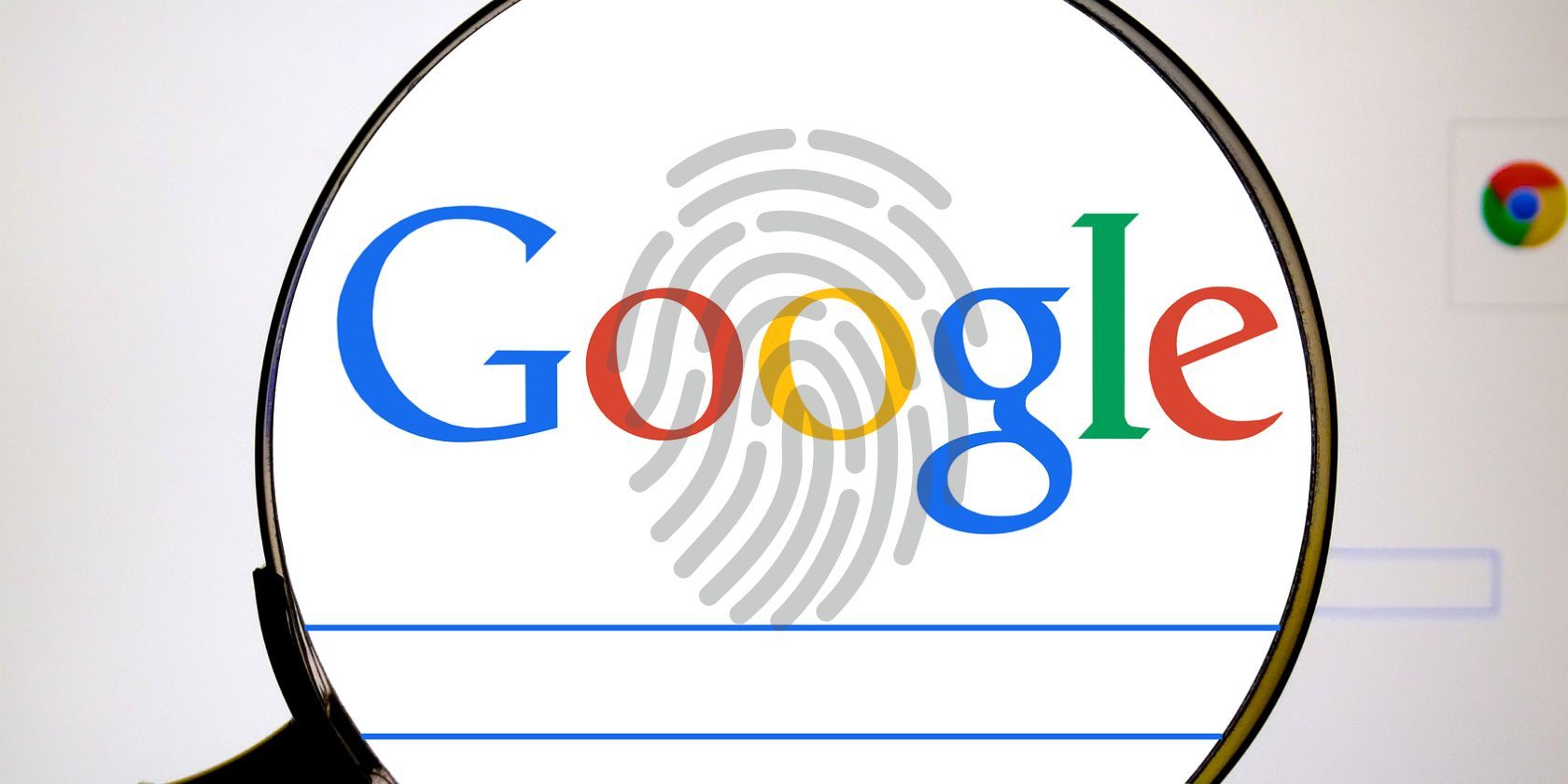 google search page behind fingerprint icon