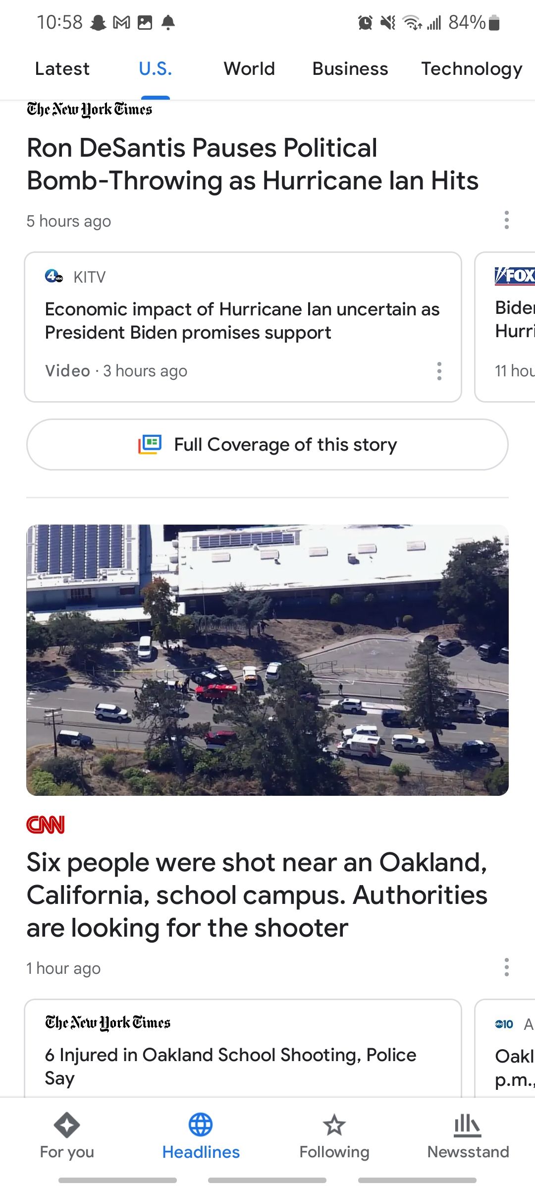 headline stories in the google news app