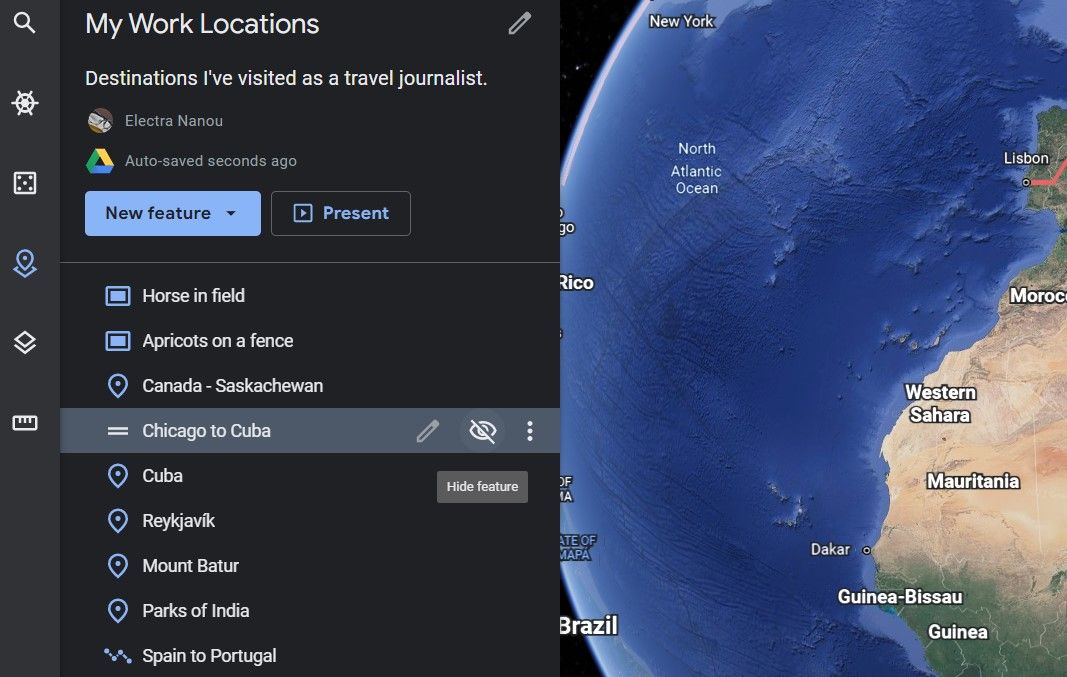 Hiding Feature on Google Earth Presentation List