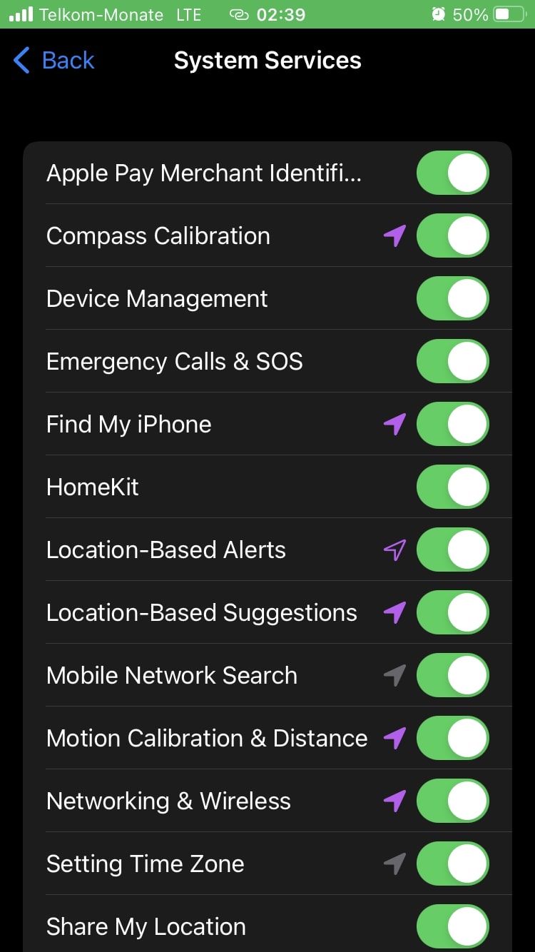 Compass calibration in iPhone settings