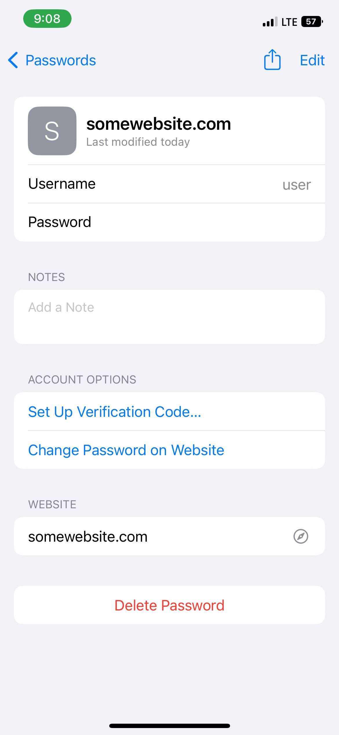 Website and password info in iCloud Keychain