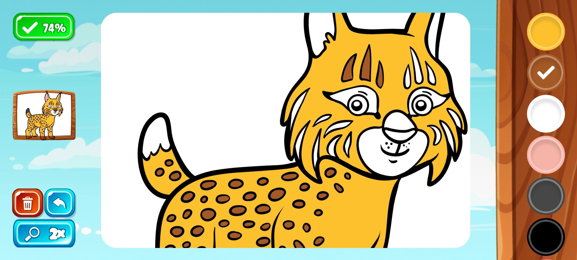 in the middle of coloring a leopard in riafy technologies app
