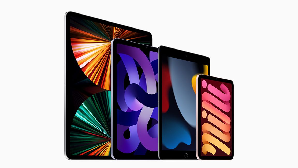 Apple's iPad lineup on a white background