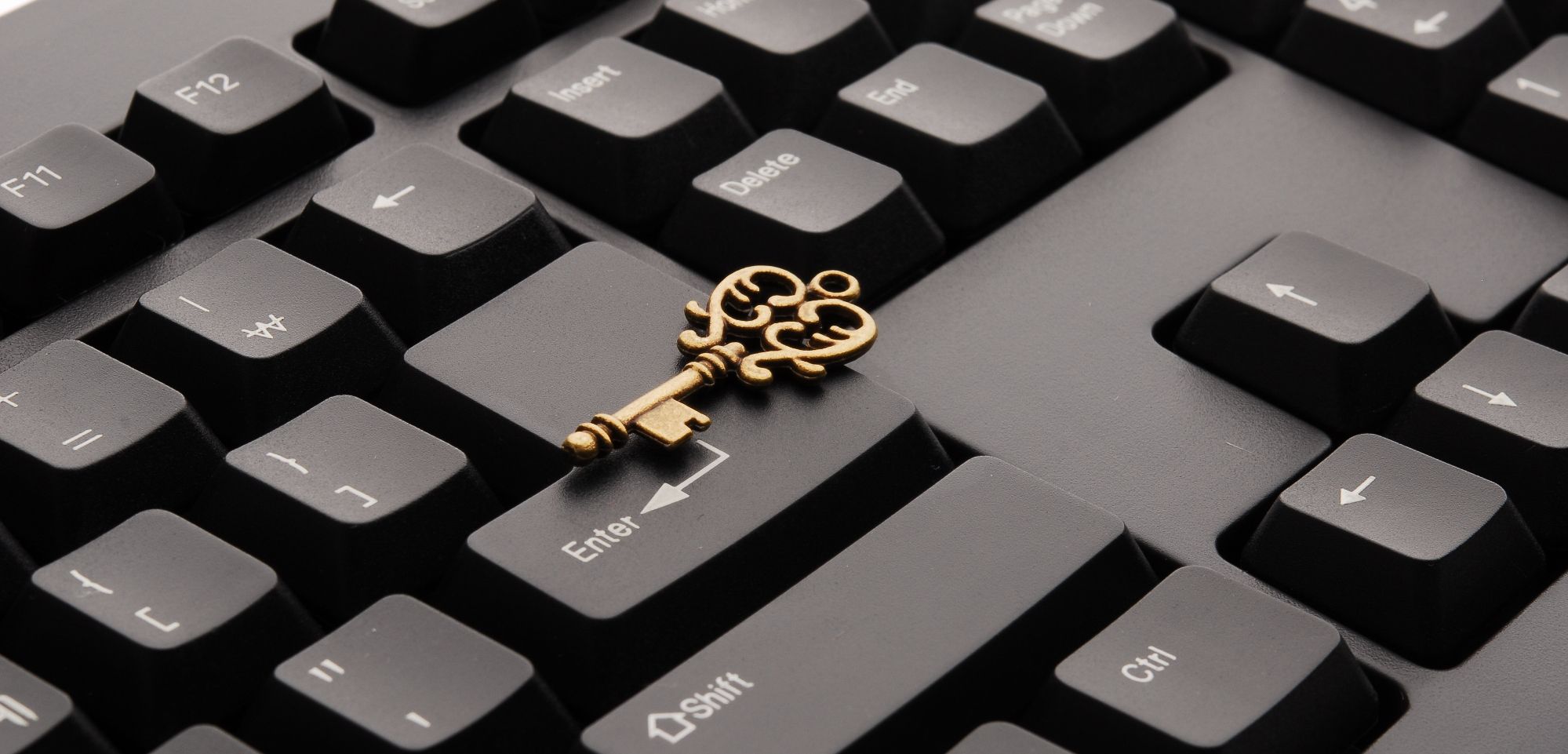 golden key on keyboard