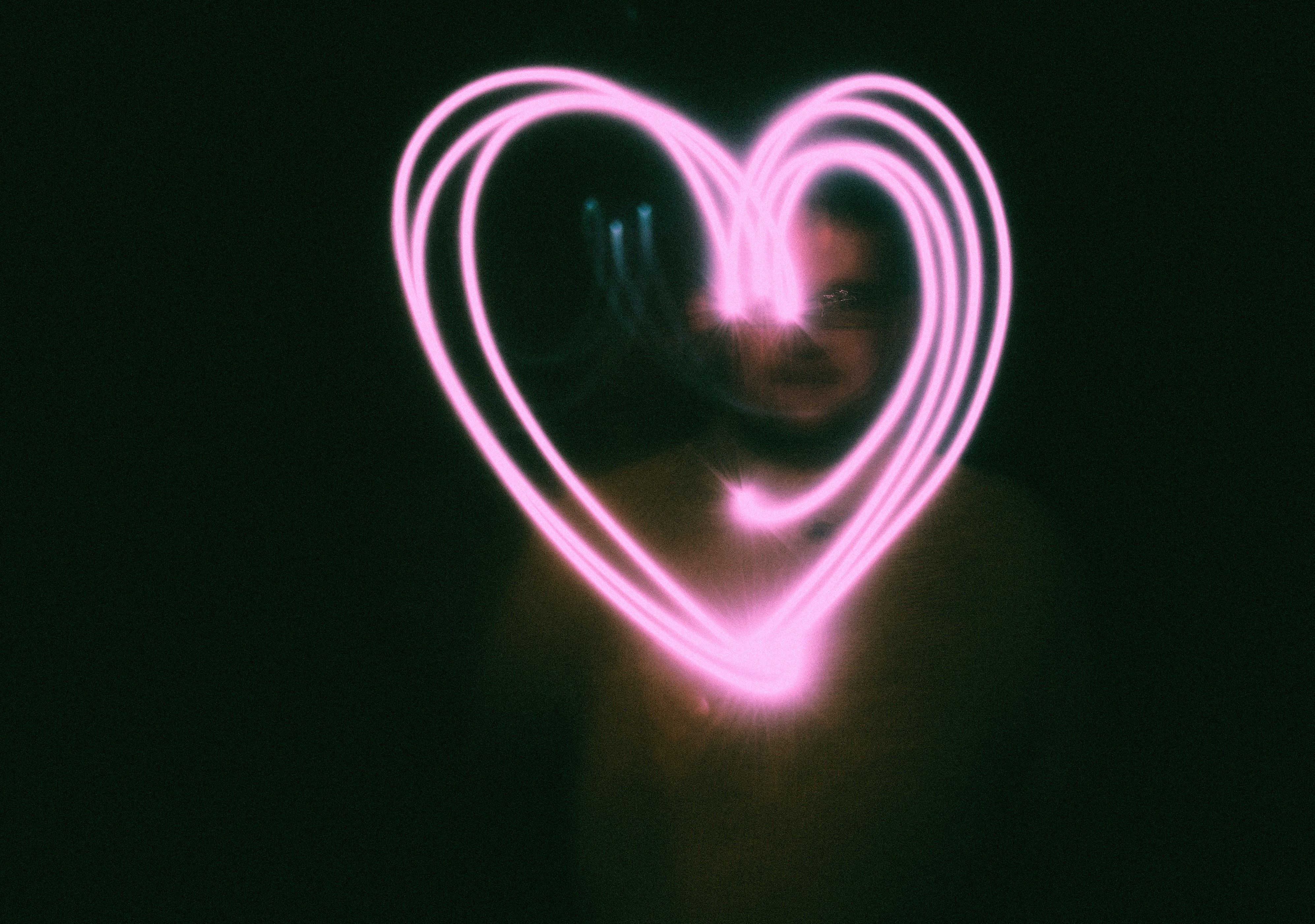 Person Light Painting Heart Shape