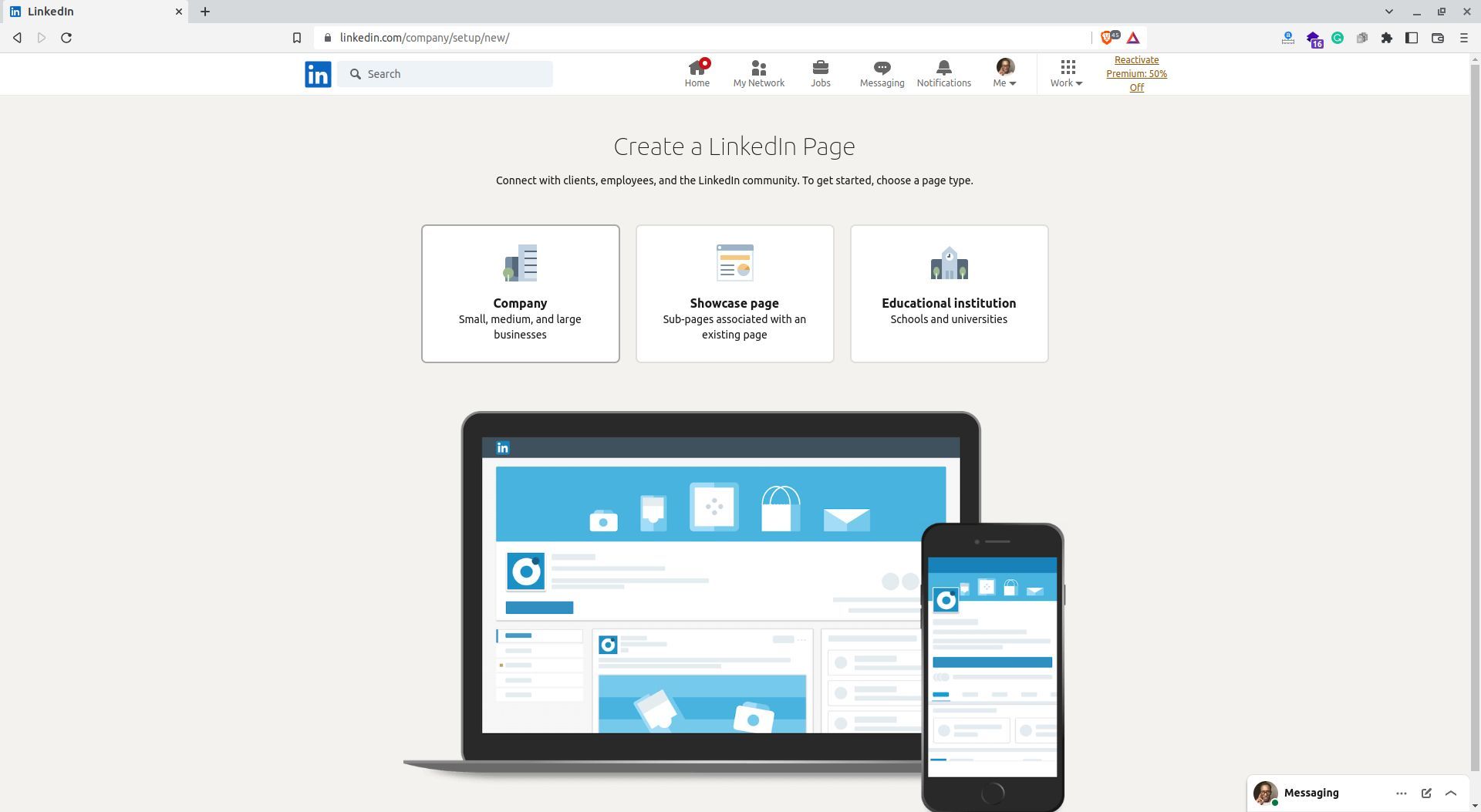 how to create page for linkedin