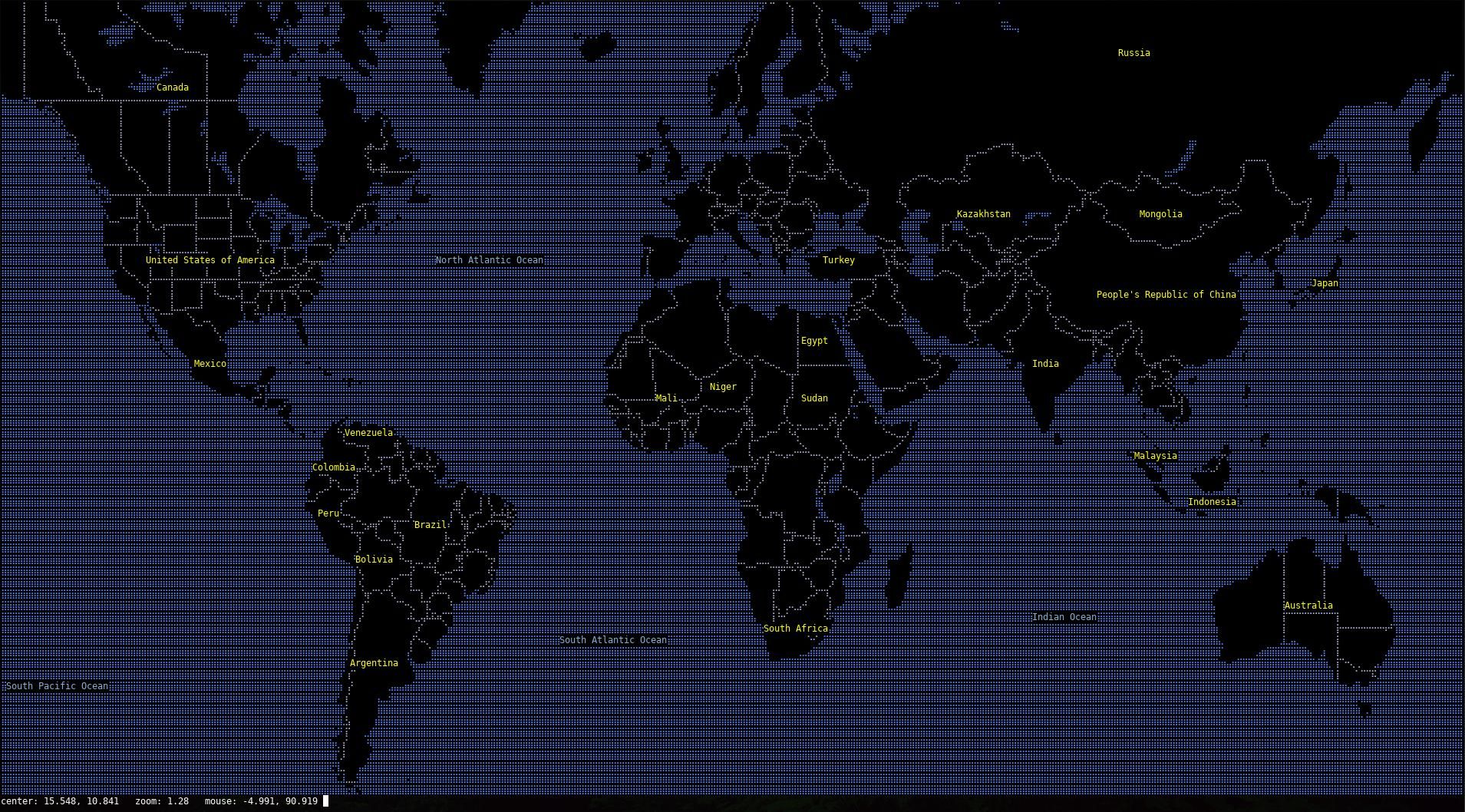 mapscii rendering of the world
