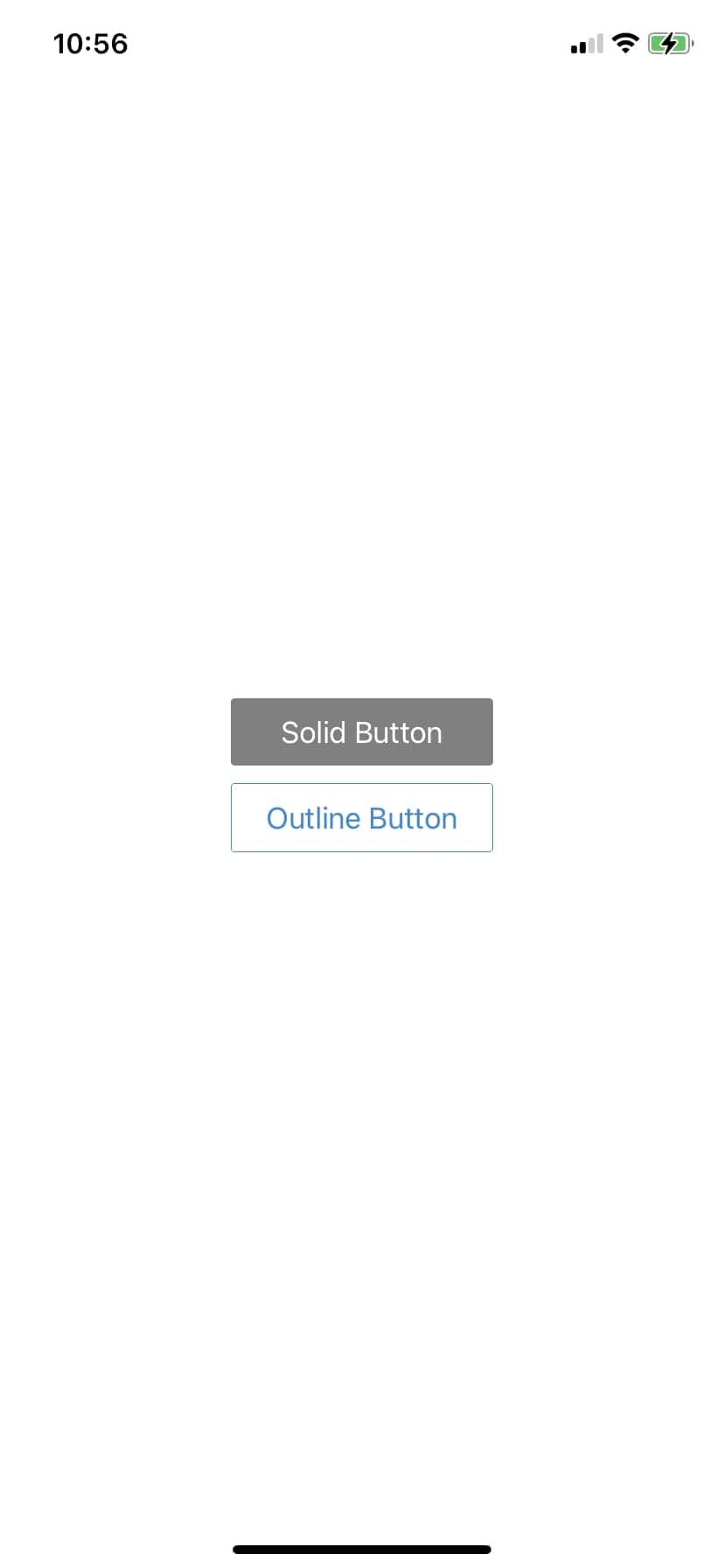 A mobile screenshot of an externally styled button component created using React Native Elements