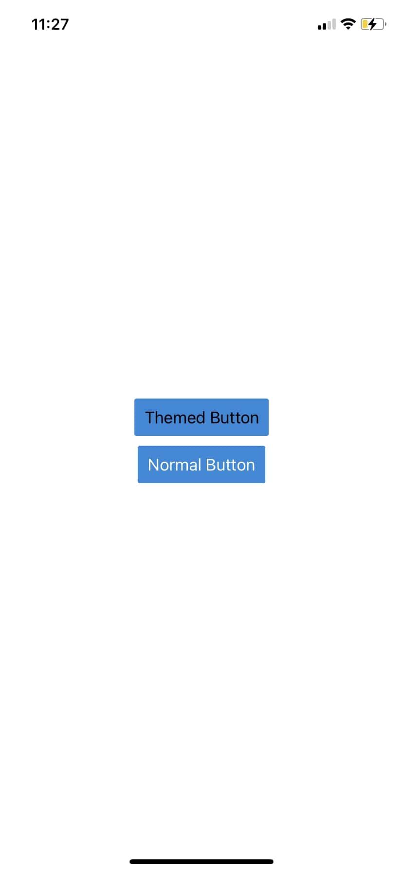 A mobile screenshot of a theme styled button component created with React Native Elements