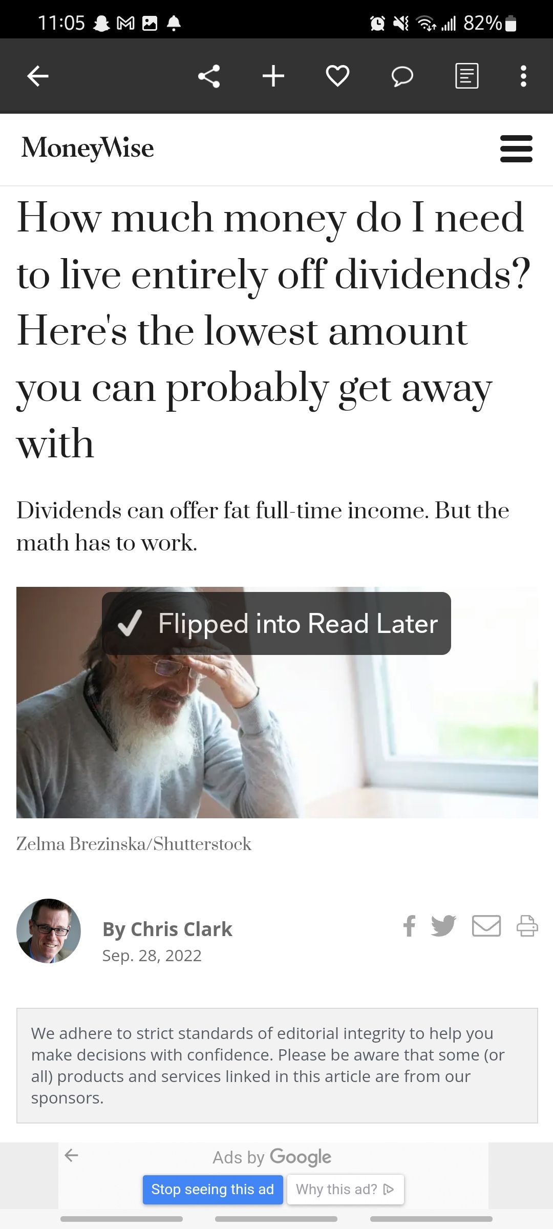 moneywise article showing it's been flipped into read later
