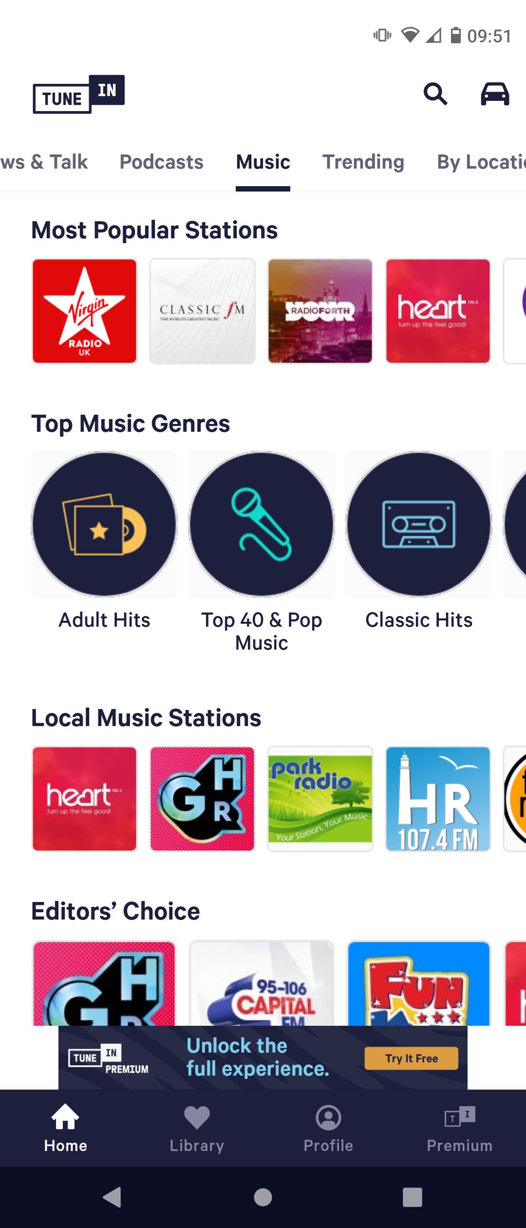 Music Features on TuneIn Radio App
