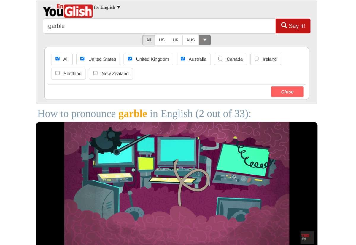 YouGlish shows you how a word is used and pronounced in three random YouTube videos so you can learn real-world usage