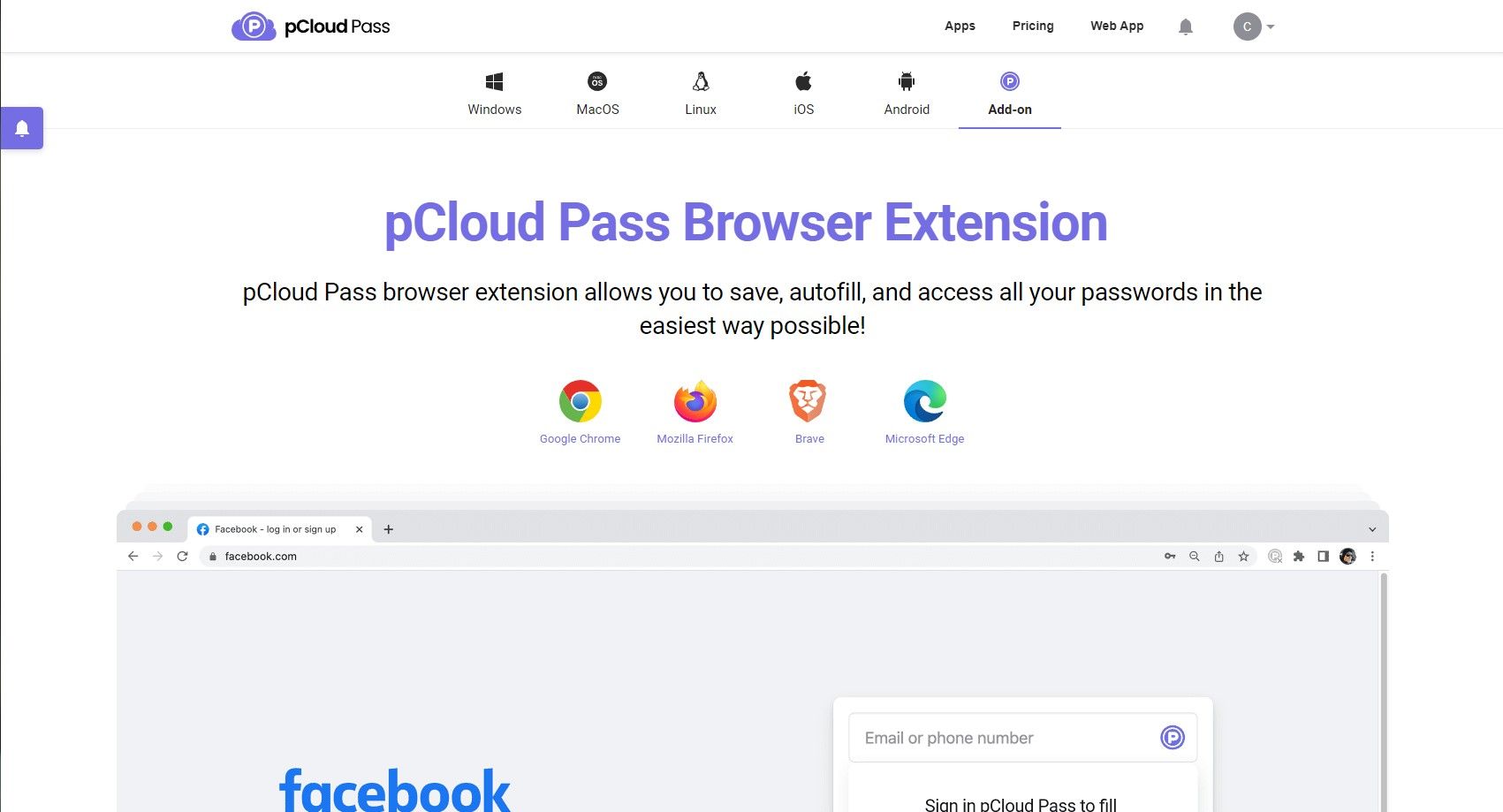 pcloud choose browser extension