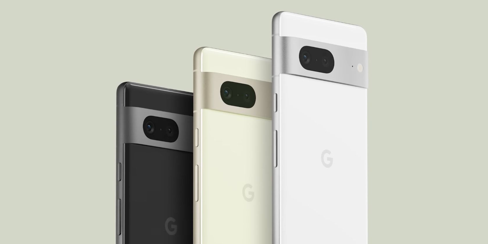 Black, yellow and white models of the Pixel 7 phone