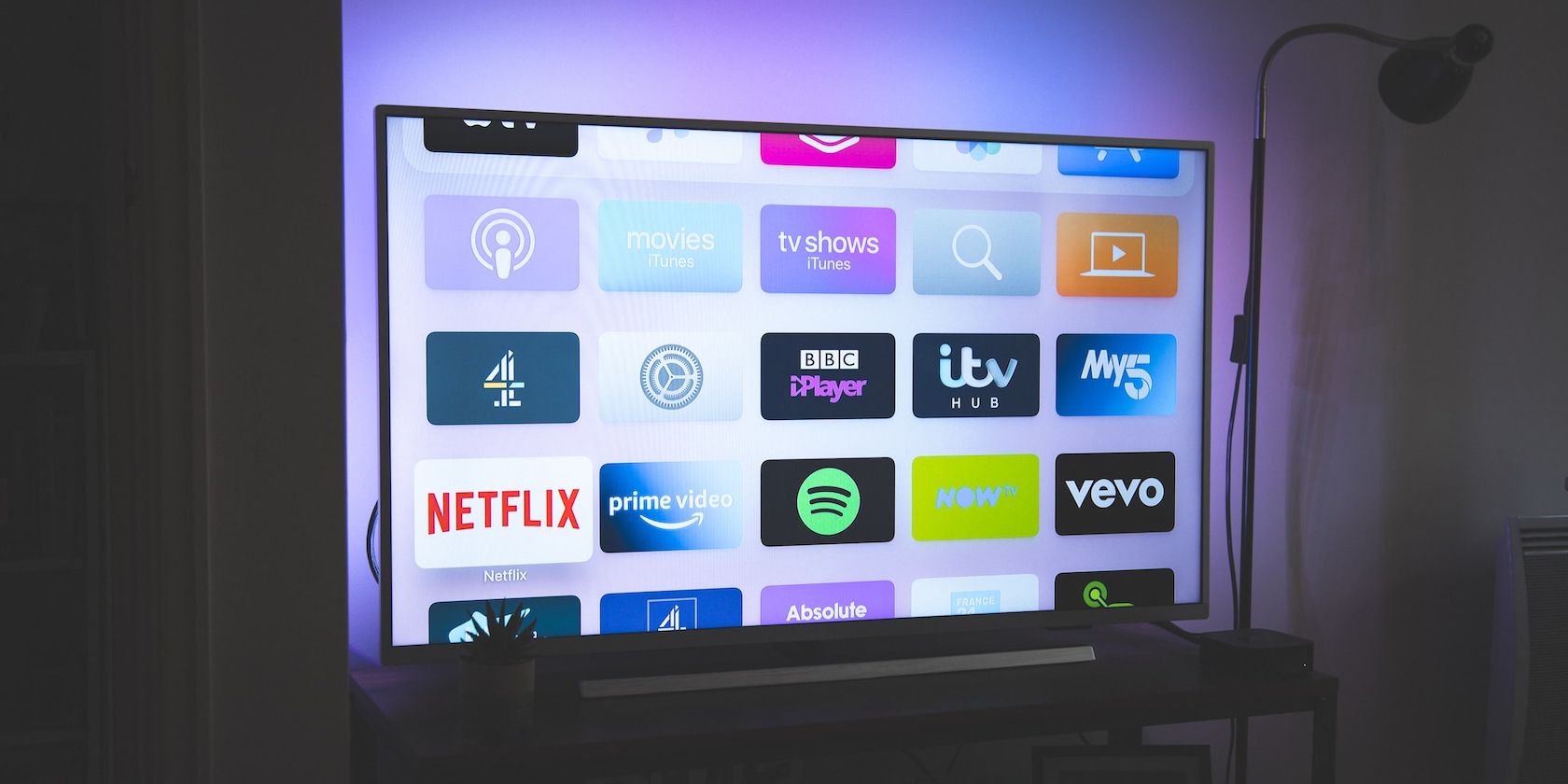 A smart TV showing differnt apps 