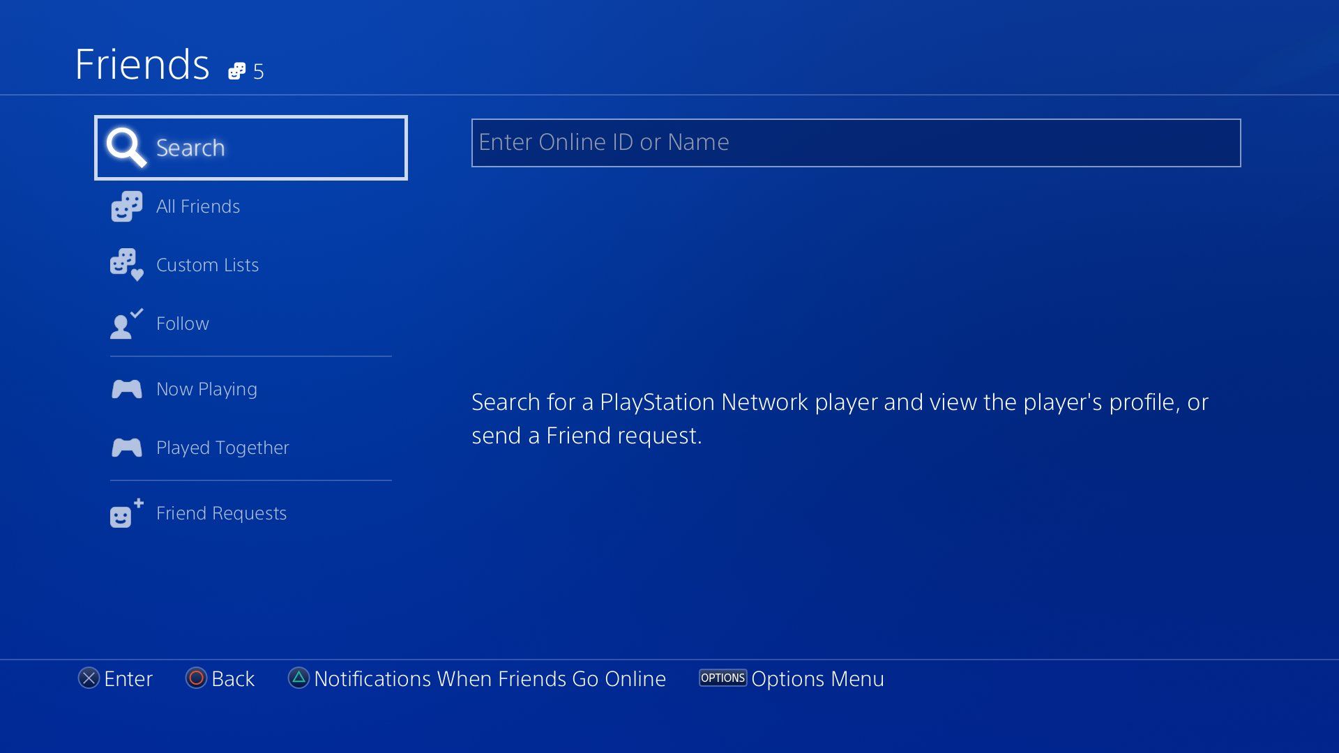 ps4 search for friends