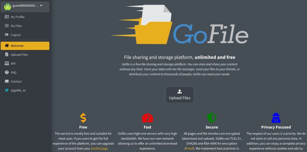 Gofile is a truly unlimited file transfer app, with no limitations on file size or bandwidth