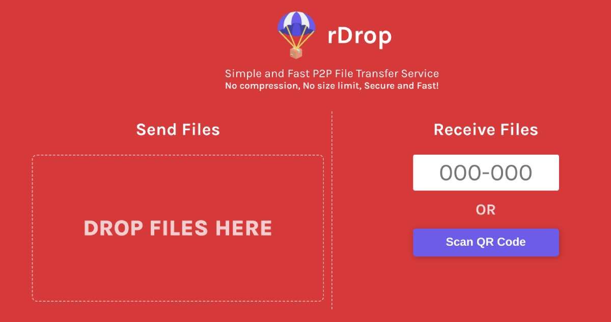 rDrop's easy interface makes it easy for anyone to use a browser for P2P file sharing online