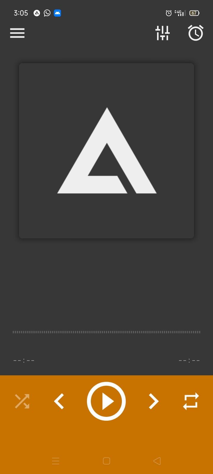 screenshot of AIMP android music player homescreen