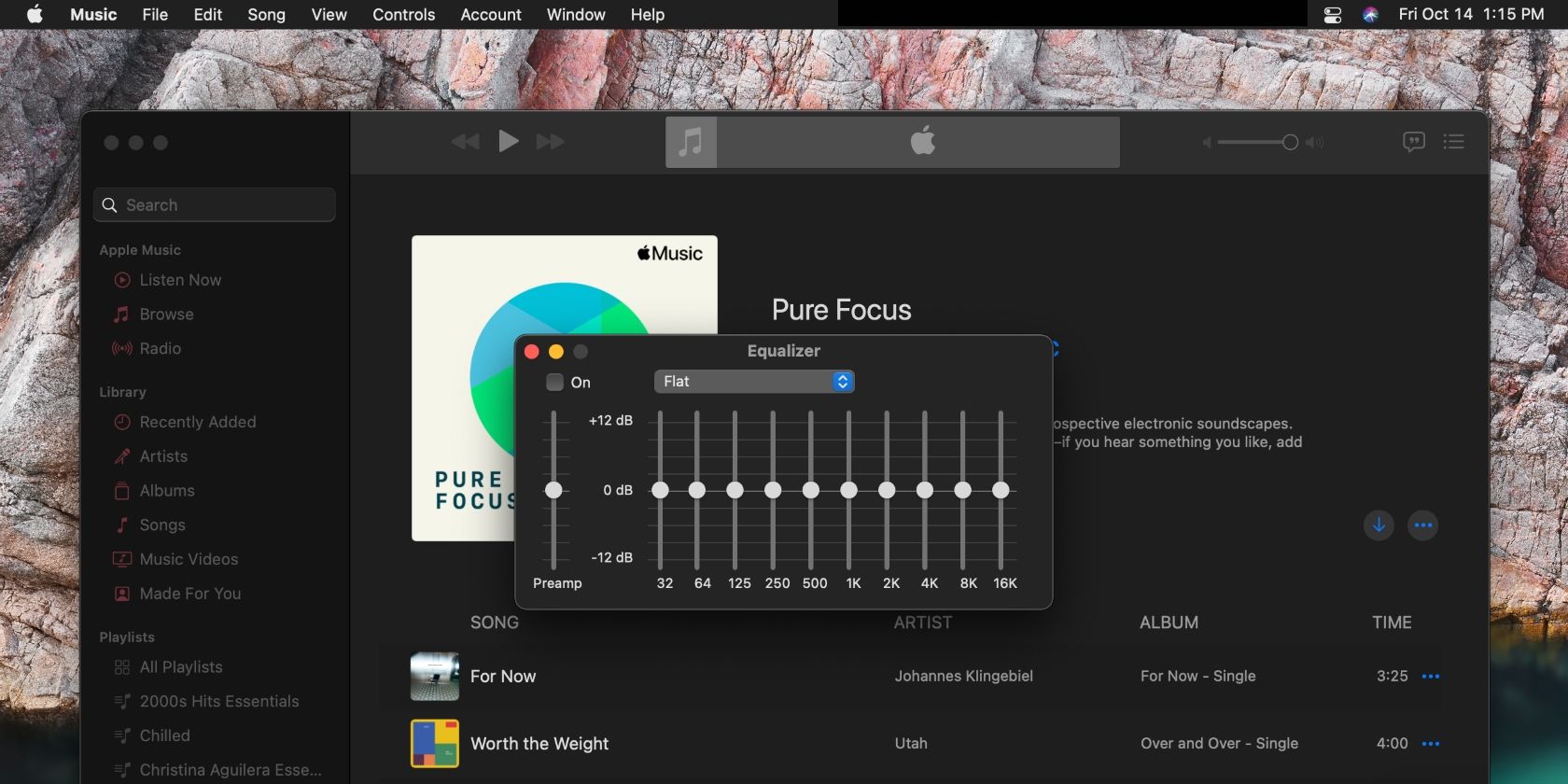 screenshot of apple music equalizer on mac
