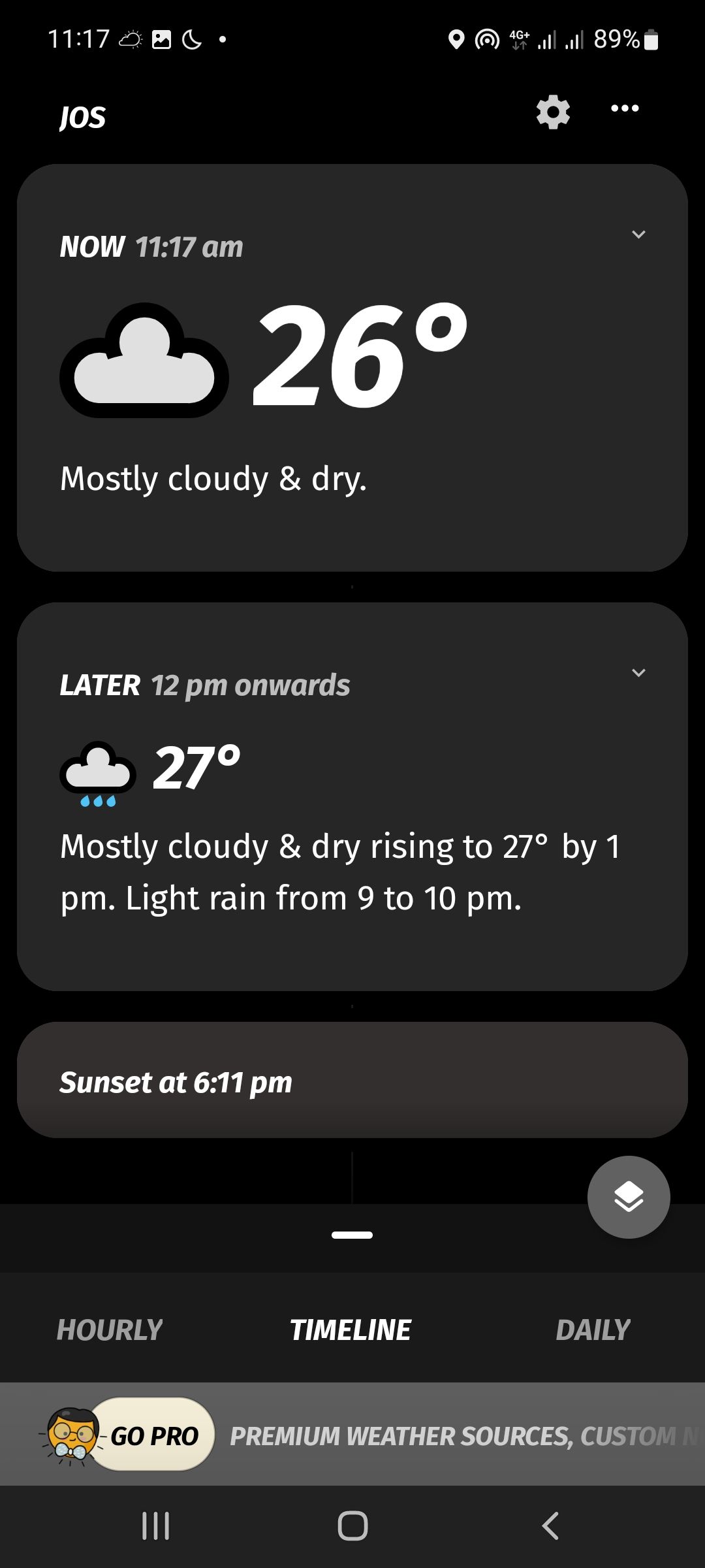 screenshot of appy weather home