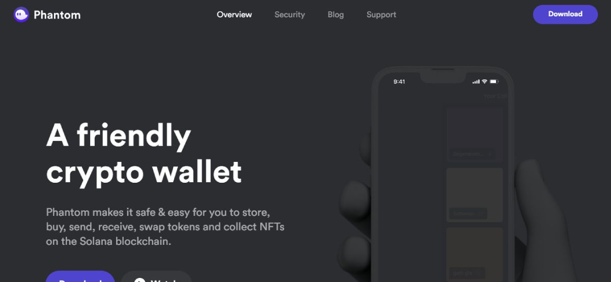 Screenshot Of Phantom Wallet Homepage 