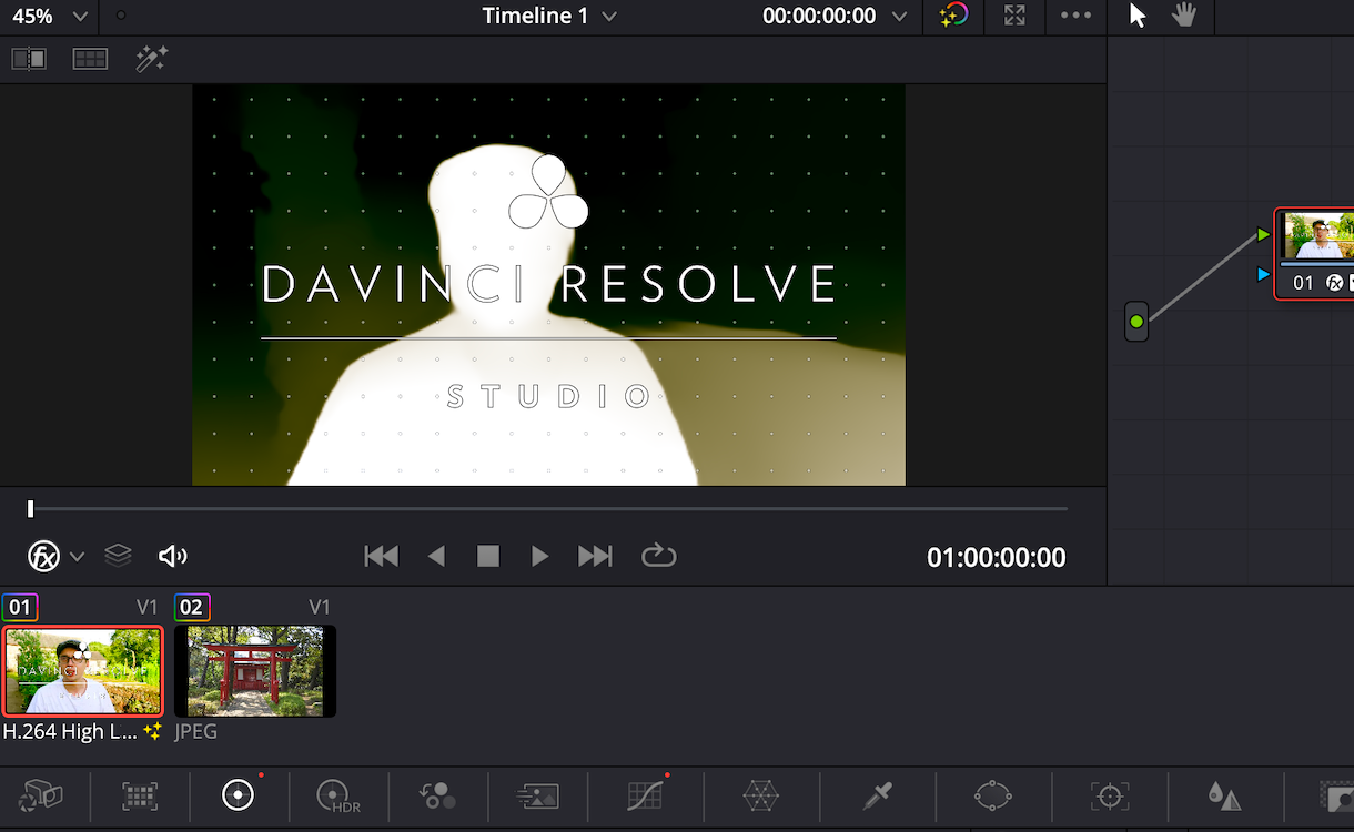 screenshot of resolve with automatic depth map on